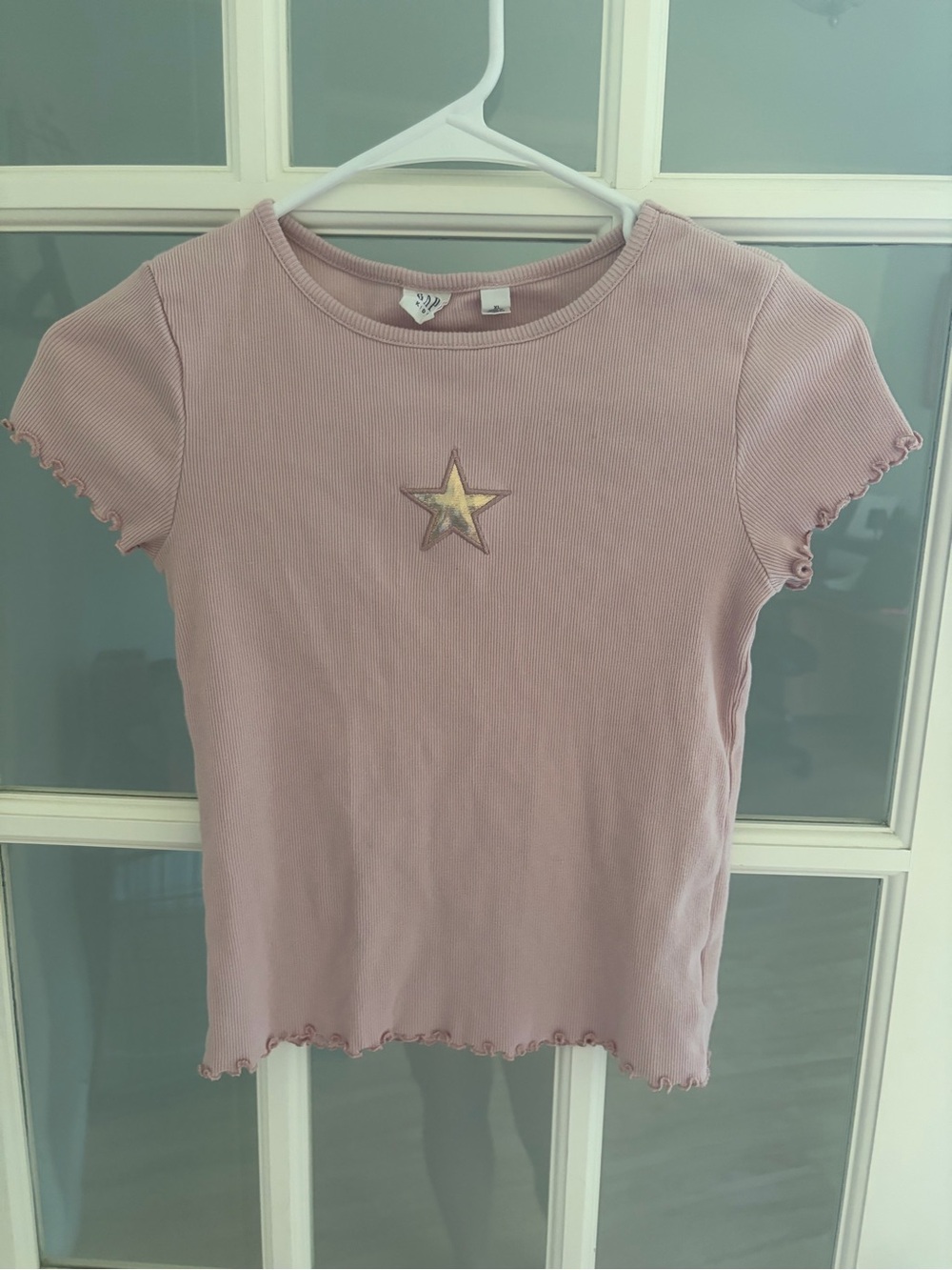 GAP Light Pink Ribbed Tee with Silver Star
